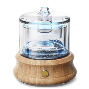 Арома дифузер STELS EssenceGlass EG1 с прозрачен стъклен резервоар и дървена основа