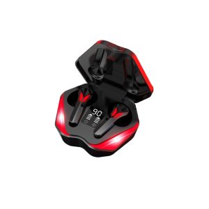 Безжични слушалки STELS J13 Gaming TWS с отворена кутия и червени LED светлини