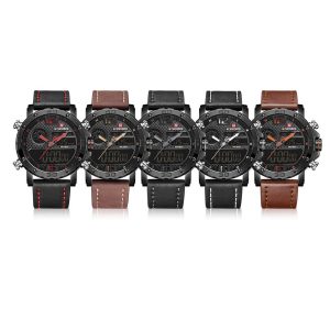 Мъжки часовник Naviforce Pilot Dual - Кожена Каишка