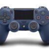 Син джойстик за PS4 DualShock 4 Midnight Blue, безжичен контролер с ергономична форма и аналогови стикове.