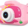 Детски фотоапарат STELS DinoCam X350 в розов цвят, с обектив и цветен дисплей.