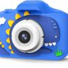 Детски фотоапарат STELS DinoCam X350 в син цвят, с обектив и цветен дисплей за визуализация на снимките.