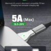 Кабел за бързо зареждане с максимален ток 5A и Power Delivery технология.