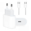 Комплект оригинално зарядно за Айфон 20W с Apple адаптер и USB Type-C кабел за бързо зареждане на iPhone, iPad и AirPods.
