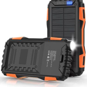 Външна батерия STELS EnergyPlus 30K с подсилен корпус в черно и оранжево – преносима батерия, устойчива на външни условия.