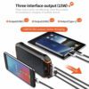 Външна батерия STELS PowerMax 20K, мощна преносима батерия PowerBank с вграден соларен панел и три интерфейса за едновременно зареждане на няколко устройства.