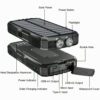 Диаграма с елементи на външна батерия STELS SolarPro 16K – соларна батерия с LED фенер, безжично зареждане и мултифункционални портове.