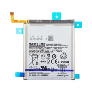 Оригинална батерия за Samsung Galaxy S21, модел SM-G991B, с фабрично обозначение и защитни елементи.