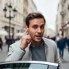 Интелигентен тъч контрол на слушалки за айфон в натоварена градска среда