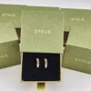 позлатени сребърни обеци халки с листа в стилна опаковка STELS Laurel